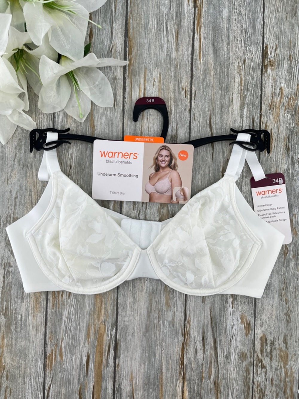 Warner's White Underarm-Smoothing T-Shirt Bra